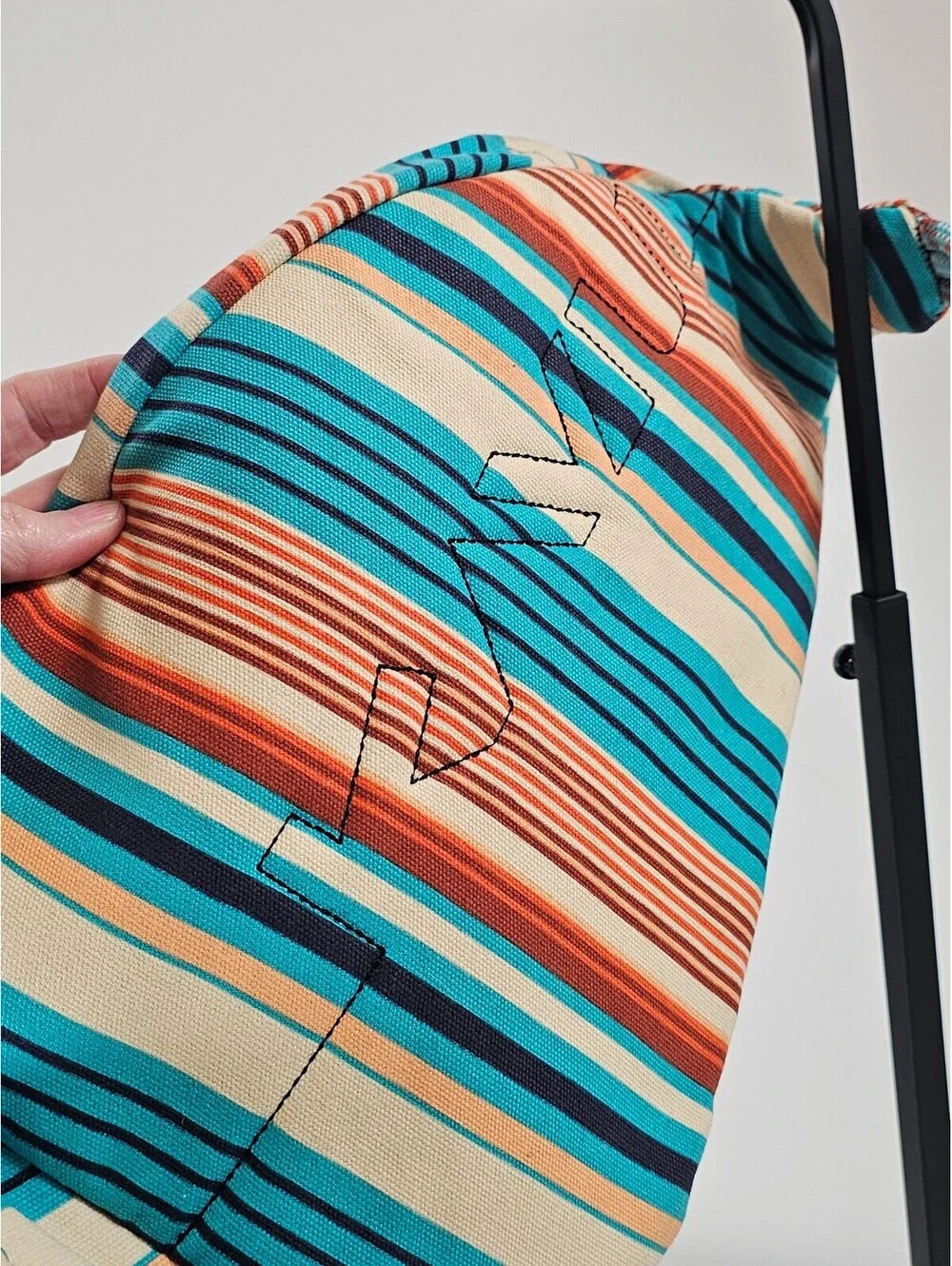 KAVU Striped Canvas Rope Bag with Multiple Pockets
